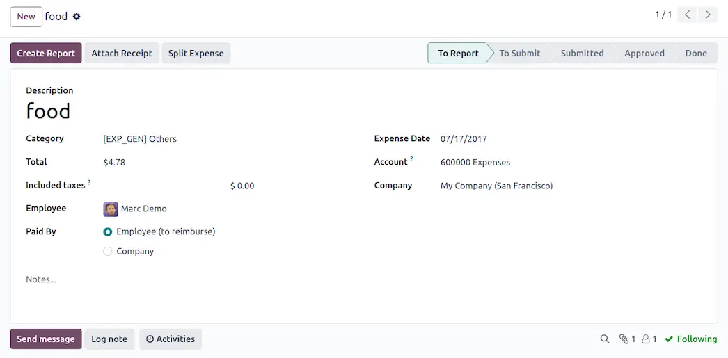 Odoo Expenses App